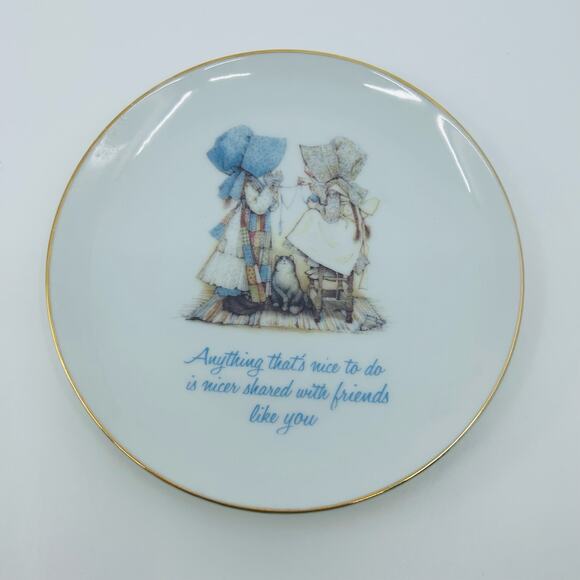 VTG Set Of 2 Lasting Memories Holly Hobby Porcelain Thinking Of You Mini Plates - Picture 3 of 5